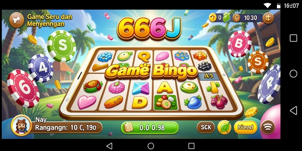 Tampilan gameplay utama Bingo di 666J yang seru.