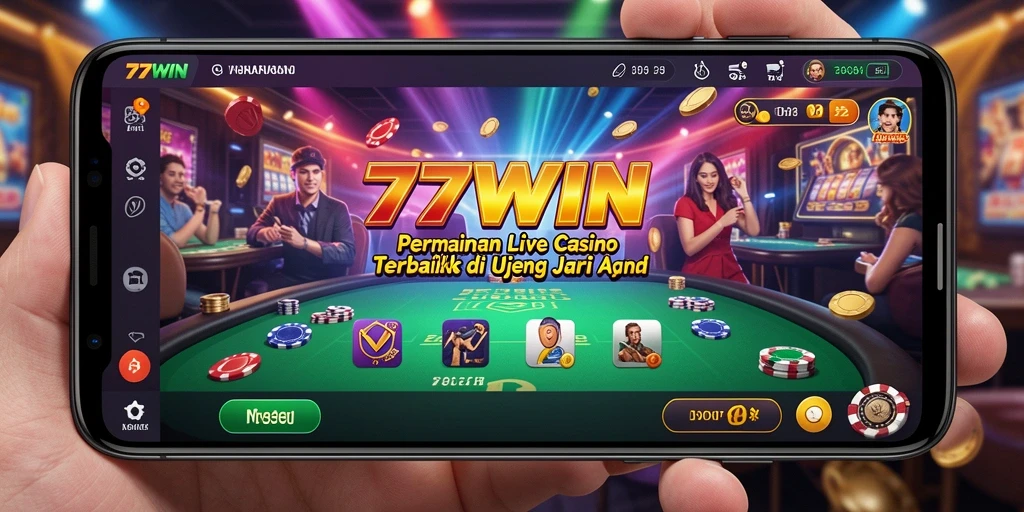 Screenshot gameplay Live Casino di 77WIN yang menampilkan dealer langsung.