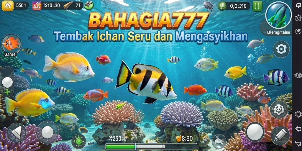 Tampilan gameplay BAHAGIA777 yang seru saat menembak ikan.