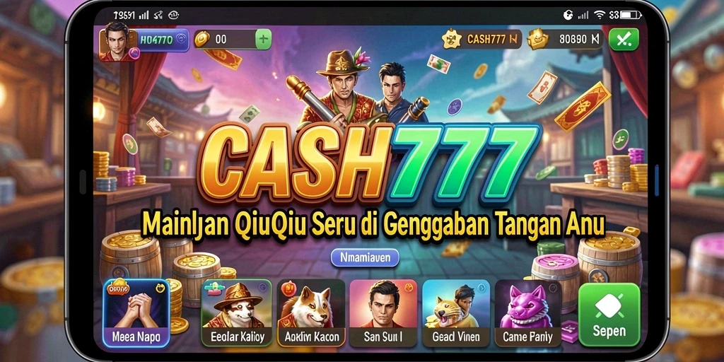 Screenshot utama CASH777 menampilkan tampilan gameplay QiuQiu yang menarik.