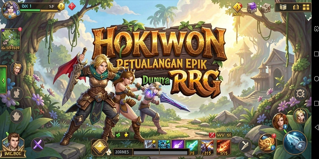 Tangkapan layar menampilkan aksi pertarungan seru HOKIWON di dunia RPG.