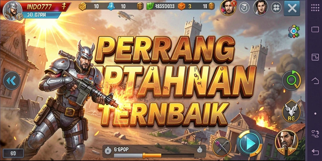Tampilan gameplay menara pertahanan yang seru dan strategis di INDO777.