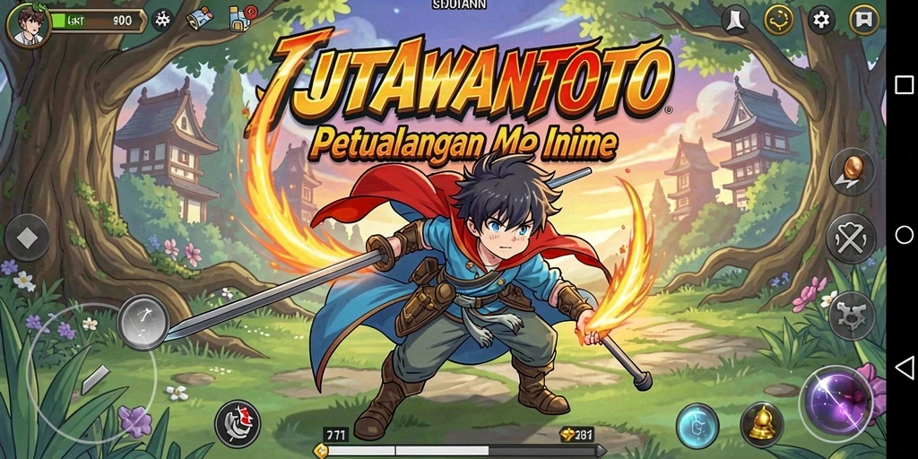 Tangkapan layar menampilkan karakter anime beraksi dalam JUTAWANTOTO.