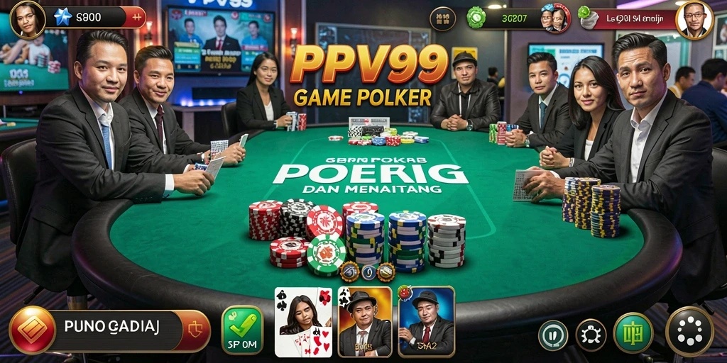 Screenshot gameplay PPV99 menampilkan suasana poker yang mendebarkan.
