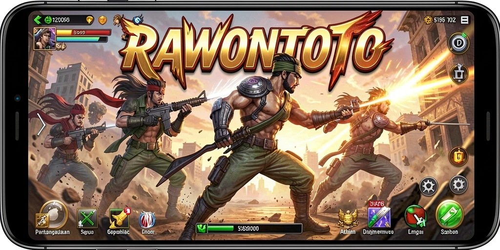 Tampilan gameplay mendebarkan dalam pertempuran action.