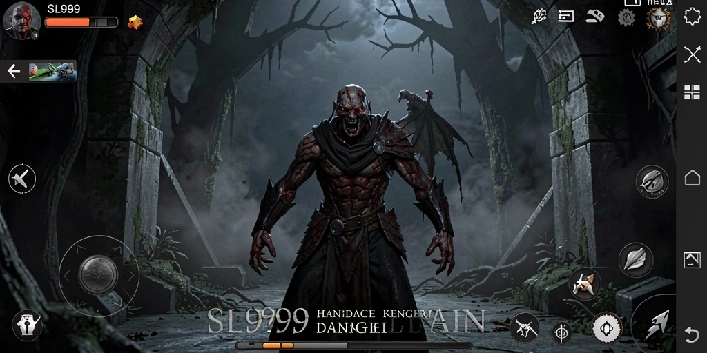 Tampilan menyeramkan dari gameplay SL999 yang penuh kegelapan.